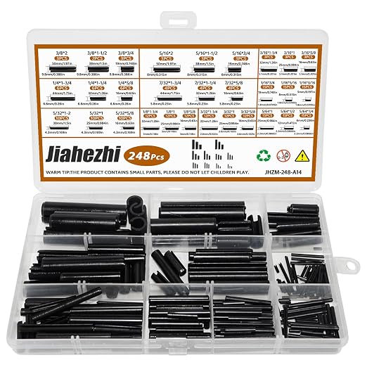 248 Pcs SAE Roll Pin Assortment Set Steel Split Expansion Pin 10 Sizes 1/16 by Unknown