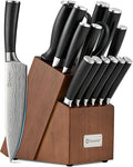 Sunnecko Knife Set with Block and Sharpener by Sunnecko