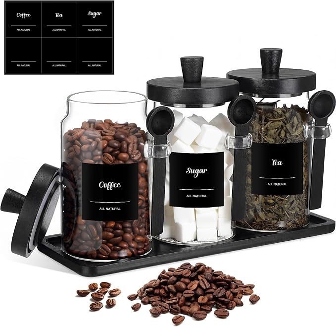 Suclain 3 Pcs Glass Coffee Container by Suclain