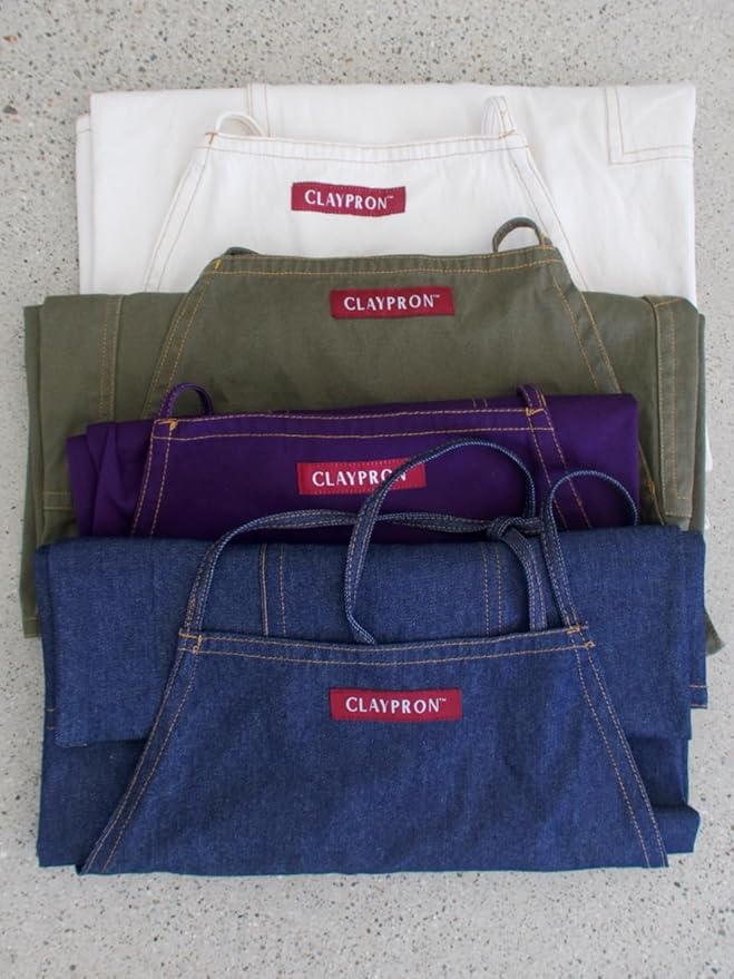 Deep Purple Split Leg Apron, Cotton Canvas Full Coverage Pottery Apron - Image 7