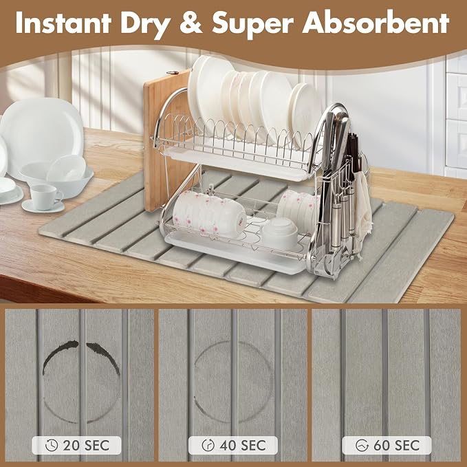Large Stone Dish Drying Mat for Kitchen Counter, Eco-friendly, Instant Drying - Image 5
