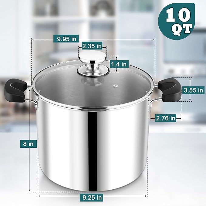 10 Quart 3-Ply Cooking Stock Pot - Image 2