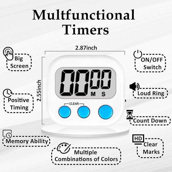 ZILLEEN 12 Pack Kitchen Timers for Cooking Digital Classroom Timers for - Image 7