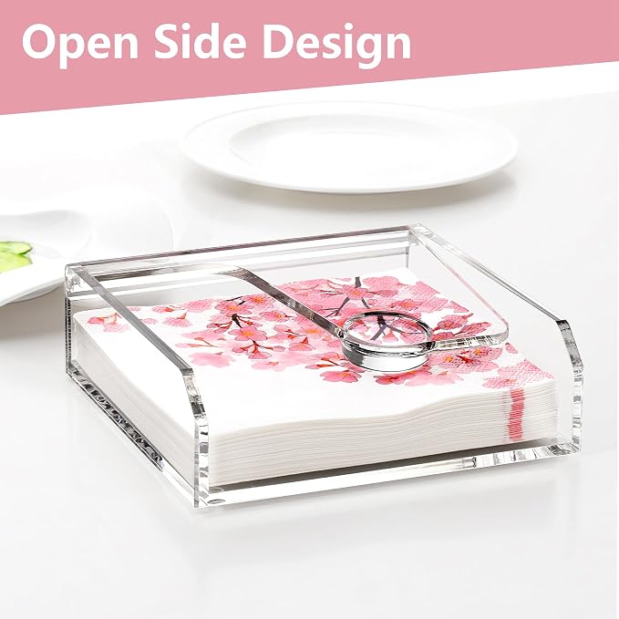DINGHUO Acrylic Napkin Holder for Table, Flat Kitchen Paper Hand Napkin - Image 5