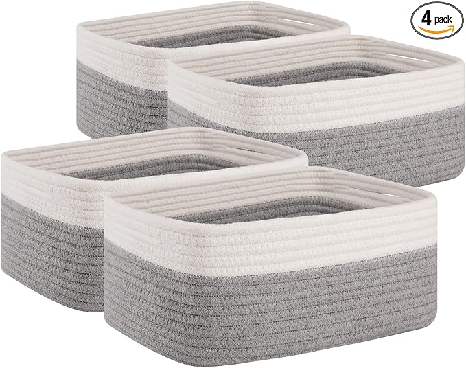 OIAHOMY 4 Pack Storage Baskets for Organizing, Small Bins for Shelves, Cute by MasterofSpaceOptimization