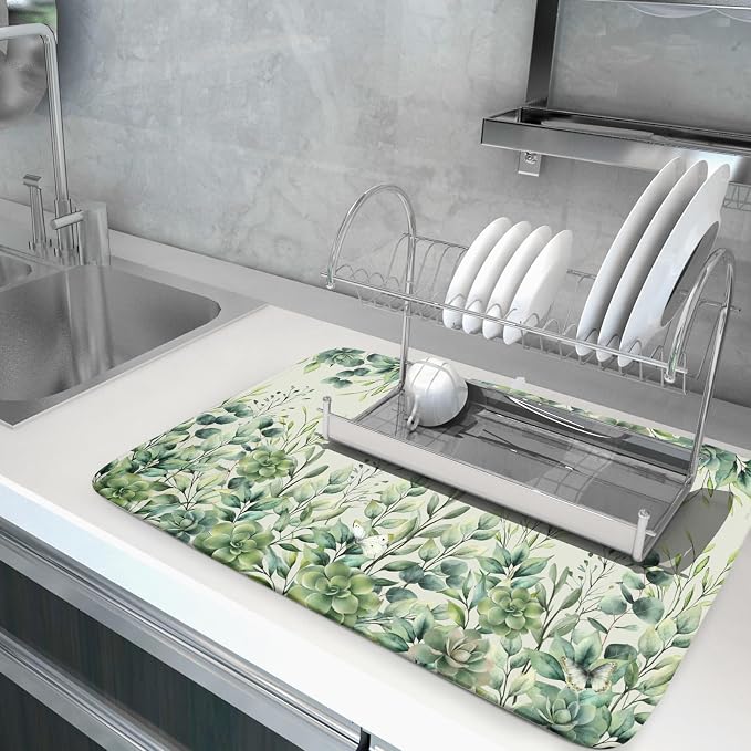 Giwawa Spring Summer Leaf Dish Drying Mat - Image 5