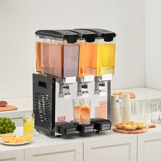 VEVOR Commercial Beverage Dispenser, 3 Tanks 10 L / 10.6 QT Per Tank Juice - Image 8