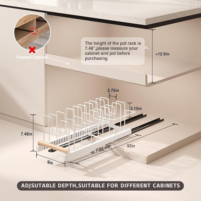 Magheo Pull Out Pots and Pans Organizer Under Cabinet - Image 5