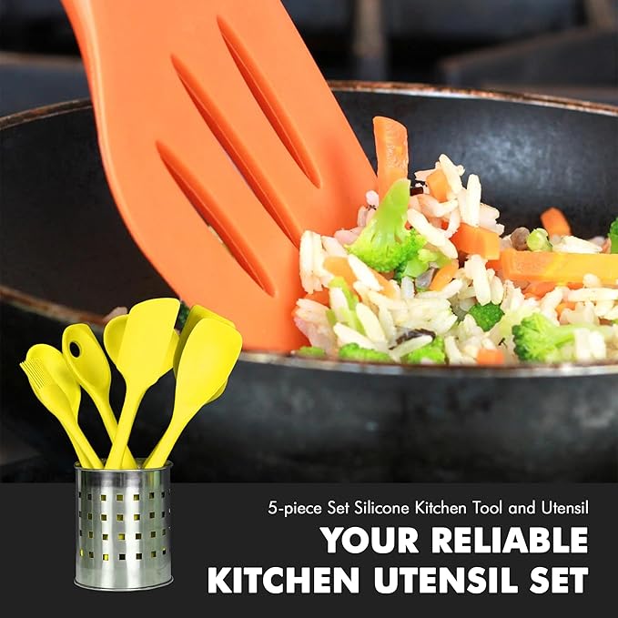 Chef Craft Premium Silicone Kitchen Tool and Utensil Set, 5 Piece - Image 5