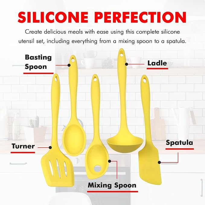 Chef Craft Premium Silicone Kitchen Tool and Utensil Set, 5 Piece - Image 4
