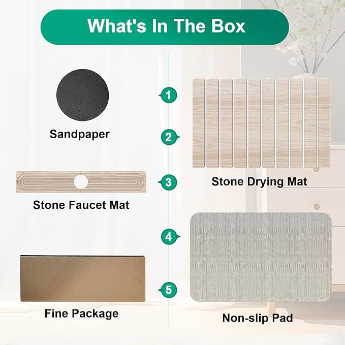 Stone Drying Mat for Kitchen Counter, Diatomaceous Earth Quick Dry Stone Mats - Image 8