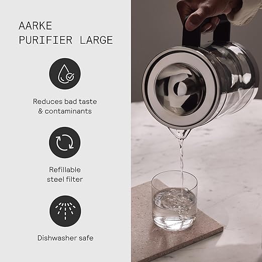 Aarke Purifier Large Glass Pitcher Bundle w/Steel Filter, 4 Pure Refill Granules - Image 5