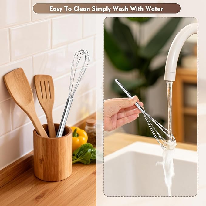 10 Inch Mini Whisk, 304 Anti-Rust Stainless Steel Small Whisks - Image 7