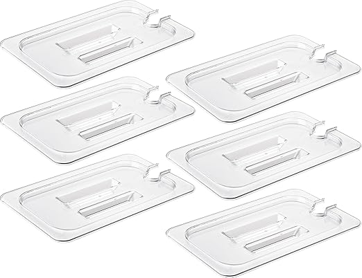 CURTA 6 Pack NSF Notched Food Pan Cover, 1/4 Size Clear Polycarbonate Lid by CURTA