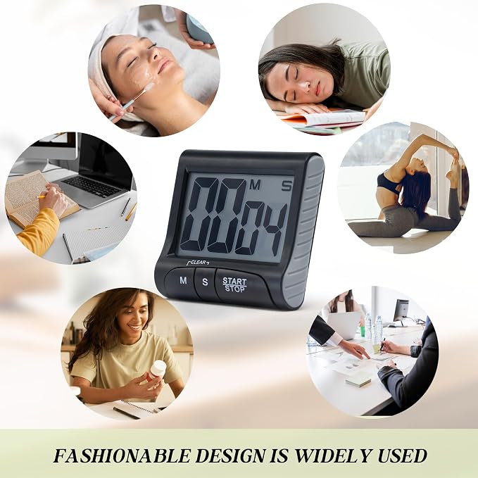 Large LCD Display Kitchen Timer -Magnetic Digital Timers, Loud Alarm, Memory - Image 3