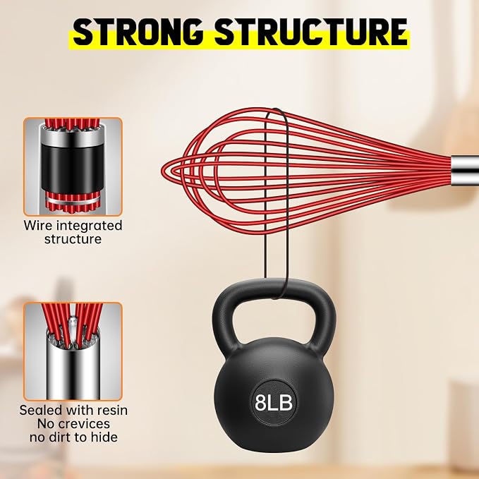 HOTEC 4 Pieces Silicone Whisks Set, Wire Balloon Whisks - Image 7