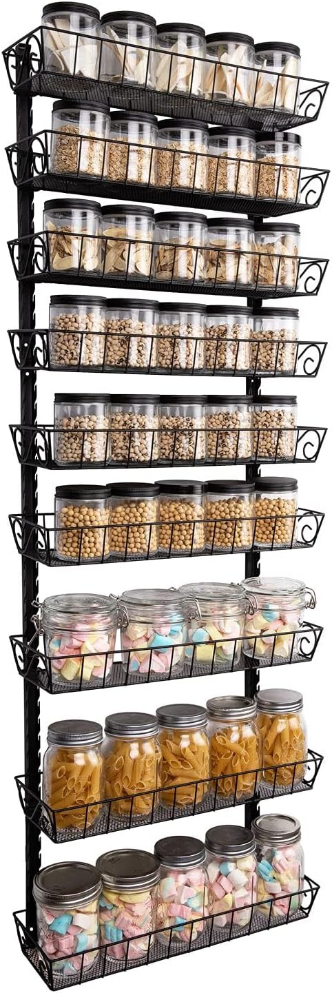 SWOMMOLY Adjustable Wall Mount Spice Rack, 9-Tier Dual-use Organizer by SWOMMOLY