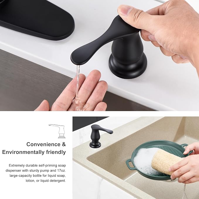 GAGALIFE Sink Soap Dispenser Matte Black, Built in Soap Dispenser - Image 5