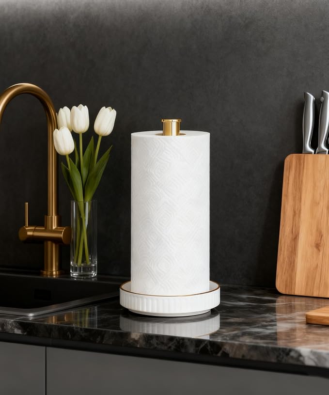 VROOMIUM Paper Towel Holder Countertop, Fits Double to Family Rolls, Elegant - Image 6