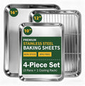 4-Piece Baking Sheet Set with Cooling Rack, Stainless Steel Cookie Sheets & by Unknown