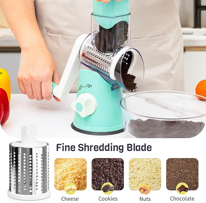 Cheese Grater Hand Crank, Rotary Cheese Shredder - Image 5