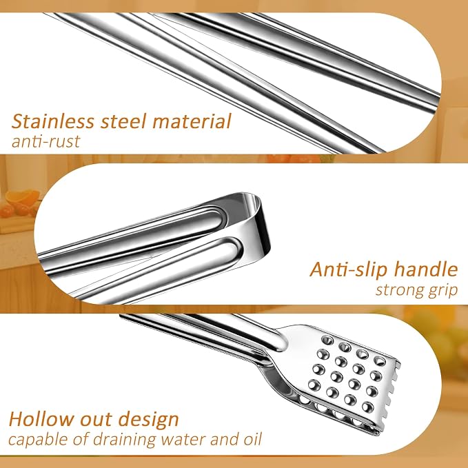 6PCS Small Tongs, Serving Tongs 7Inch Stainless Steel Kitchen Tong Small - Image 3