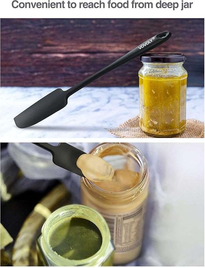2-Pack Vovoly Silicone Jar Spatulas, Small Seamless Design Rubber Scraper - Image 4