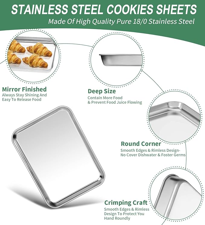 Baking Sheets Set of 2, HKJ Chef Cookie Sheets 2 Pieces & Stainless Steel - Image 3