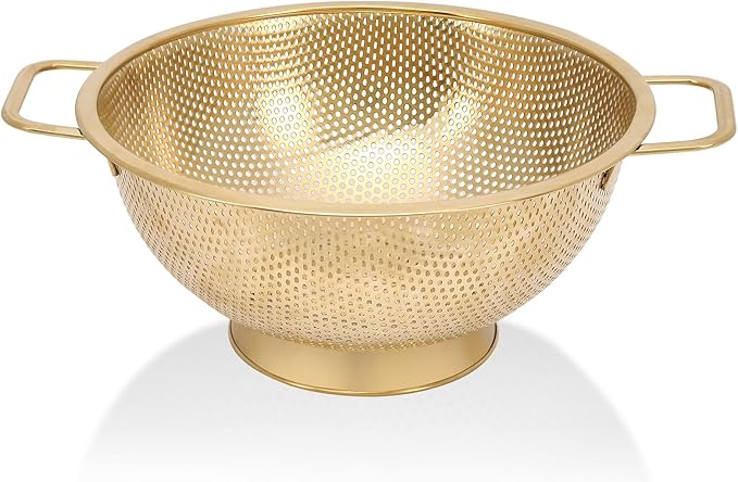 Gold Strainer for Kitchen, Stainless Steel Colander by Kteniy