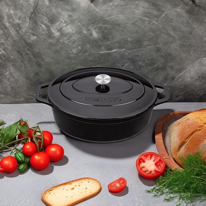 vancasso Enameled Cast Iron Oval Dutch Oven, 9.3 Quart - Image 5