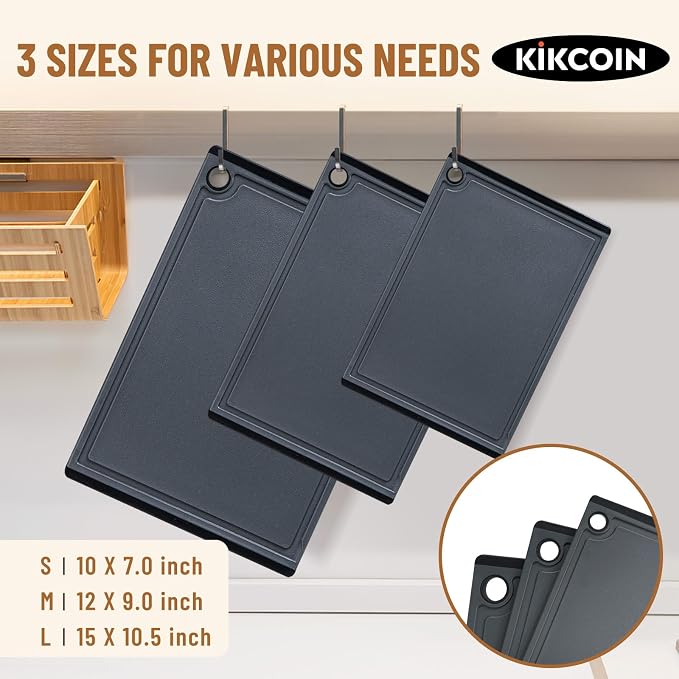 Kikcoin Plastic Cutting Boards for Kitchen, 3-Piece Large Cutting Board Set - Image 2