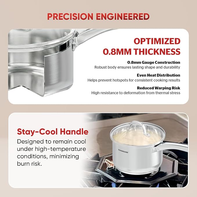 SUNHOUSE – 3 Quarts Stainless Steel Sauce Pan - Image 4