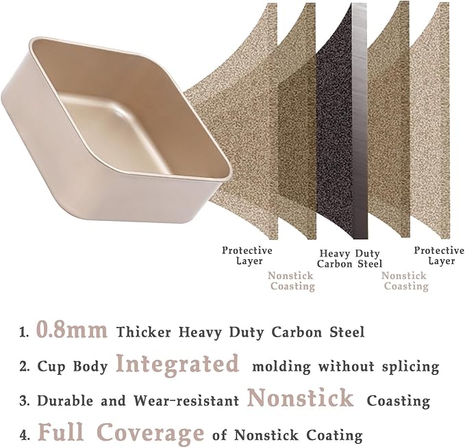 8 Inch Square Baking Pans Set, 2 Pieces Nonstick Cookie Sheet Pan, Non Toxic - Image 7