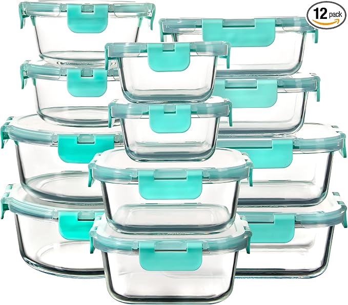 FAWLES 12 Pack Glass Storage Containers by FAWLES