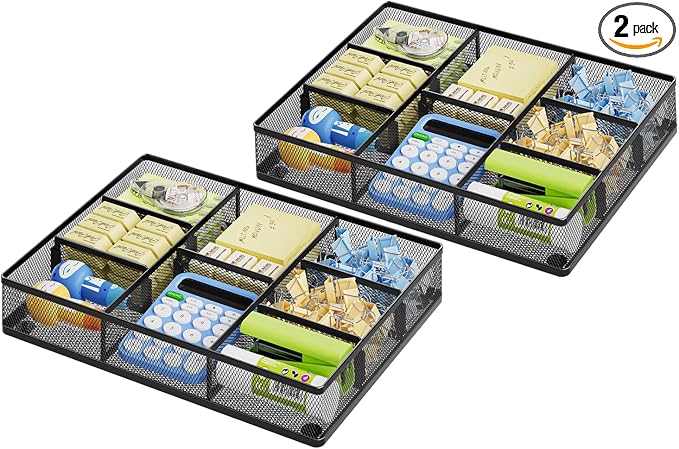 Marbrasse 2Pack Desk Drawer Organizer, Metal Mesh Drawer Organizer Tray by Marbrasse