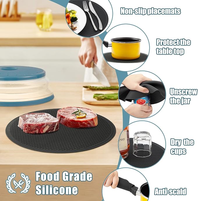 Large Microwave Splatter Cover & Silicone Mat, 12 Inchs Vented Collapsible - Image 6