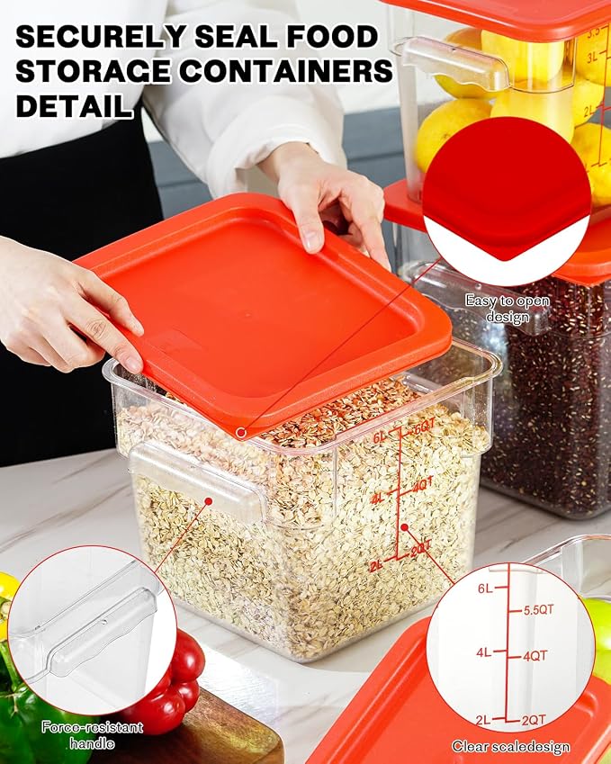 4QT NSF Food Storage Containers: 2 PCS Commercial Clear Food Storage Containers - Image 8
