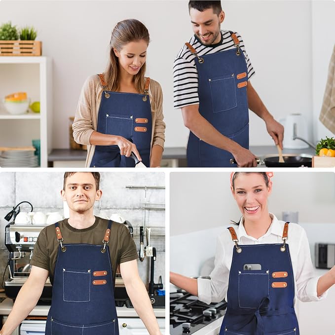 OUNLEN Chef Apron for Men Women Canvas Aprons - Image 6