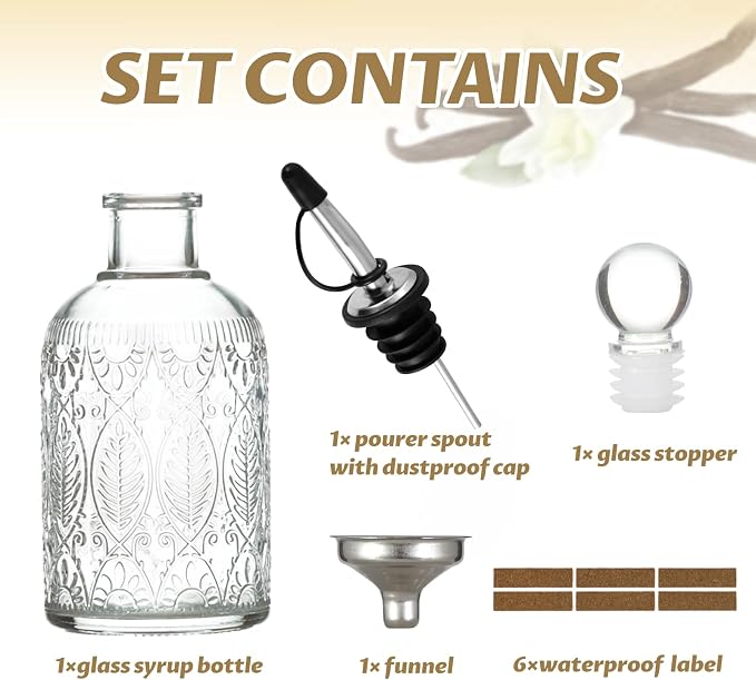 Retro Glass Syrup Dispenser Bottle 7oz, Oil and Vinegar Cruet - Image 2