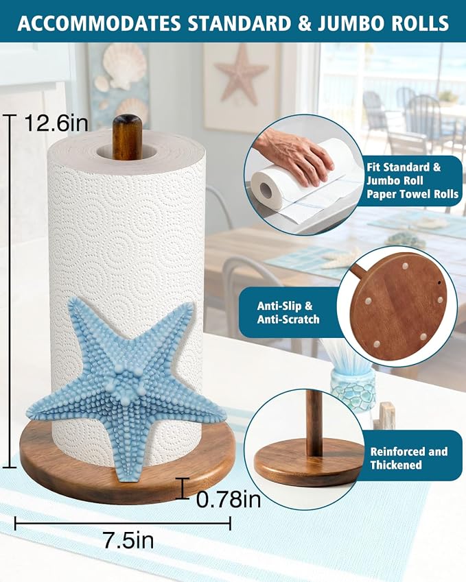 Starfish Paper Towel Holder, Coastal Beach Ocean Decor - Image 5