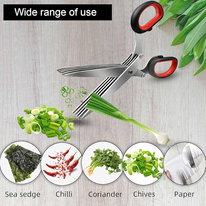 5 Blade Herb Scissors Kitchen Herb Shears Cutter Multipurpose Cutting Shear - Image 2