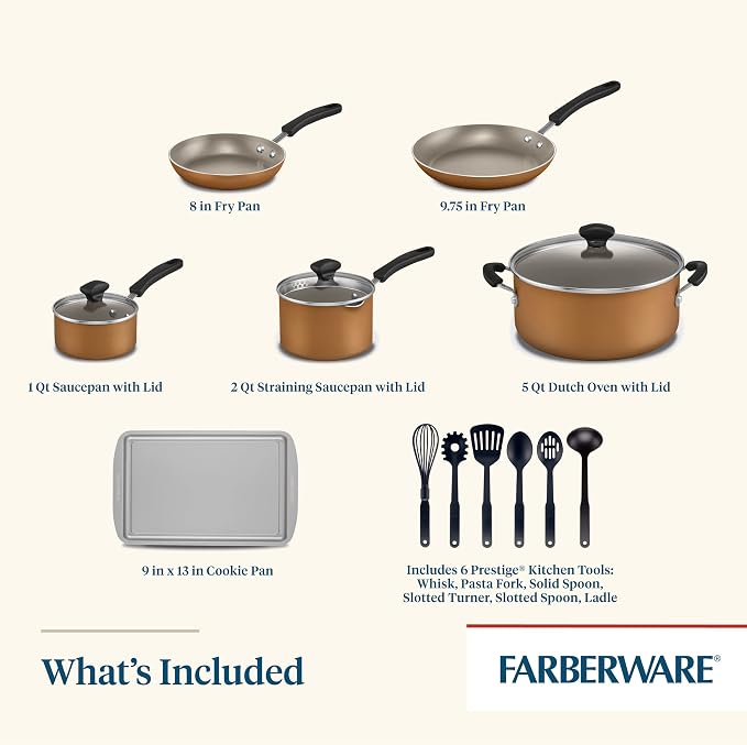 Farberware Cookstart DiamondMax Nonstick Cookware/Pots and Pans Set, Dishwasher - Image 4