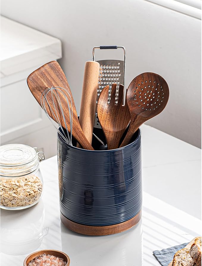 Utensil Holder, 360° Rotating Extra Large Ceramic Kitchen Utensil Holder - Image 4