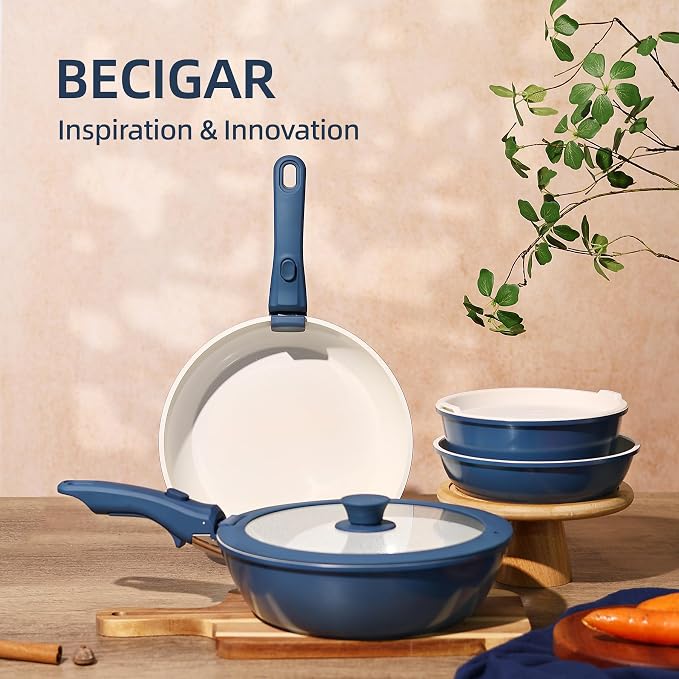 BECIGAR 23pcs Ceramic Pots and Pans Set, Nonstick Detachable Handle Cookware - Image 5