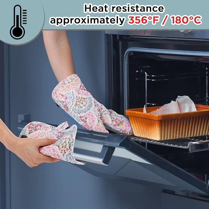 BONTHEE Oven Gloves Heat Resistant Potholder Set Oven Gloves - Image 3