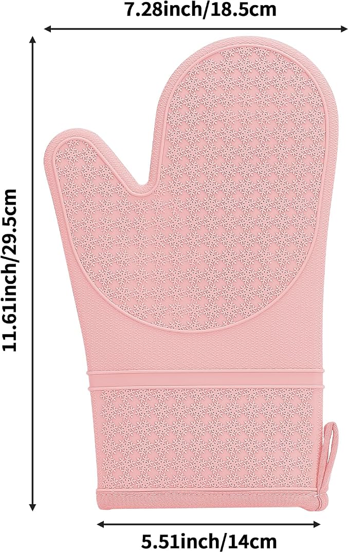Hovico Silicone Oven Mitts, Heat Resistant 500F Kitchen Mitts 2PCS, 11.6" - Image 2