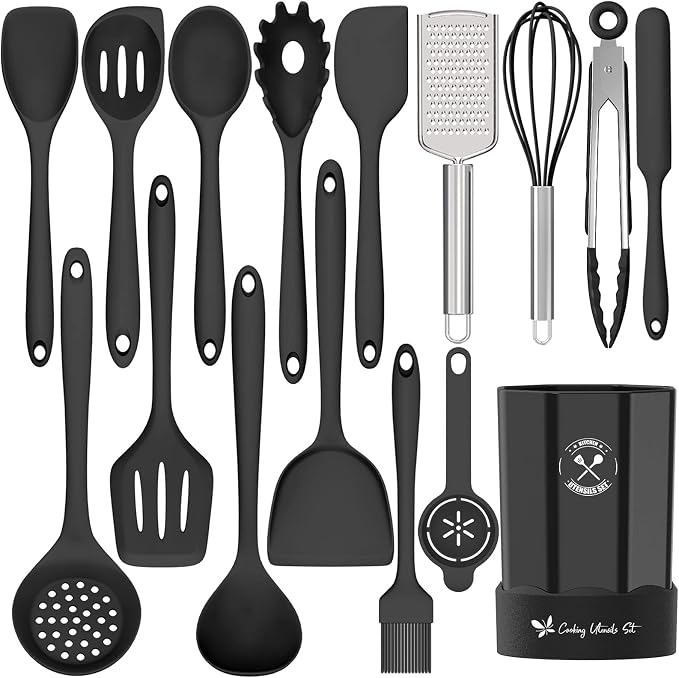 Silicone Kitchen Utensils Set, 16-Piece Silicone Cooking Utensils by Deedro by Deedro