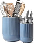 LE TAUCI Utensil Holder for Kitchen Counter, 7.3"+5.4" Fluted Ceramic Utensil by LETAUCI