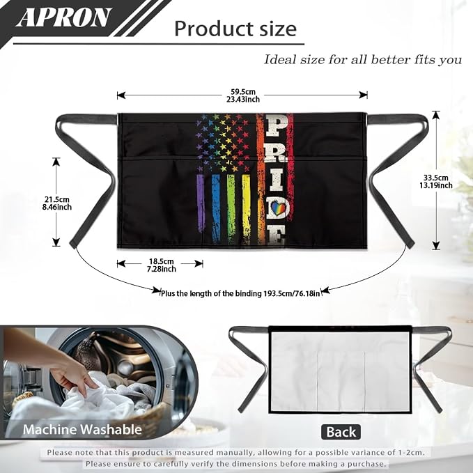 Server Apron with 3 Pockets, Waterproof Oil Waitress Waiter Half Apron - Image 7