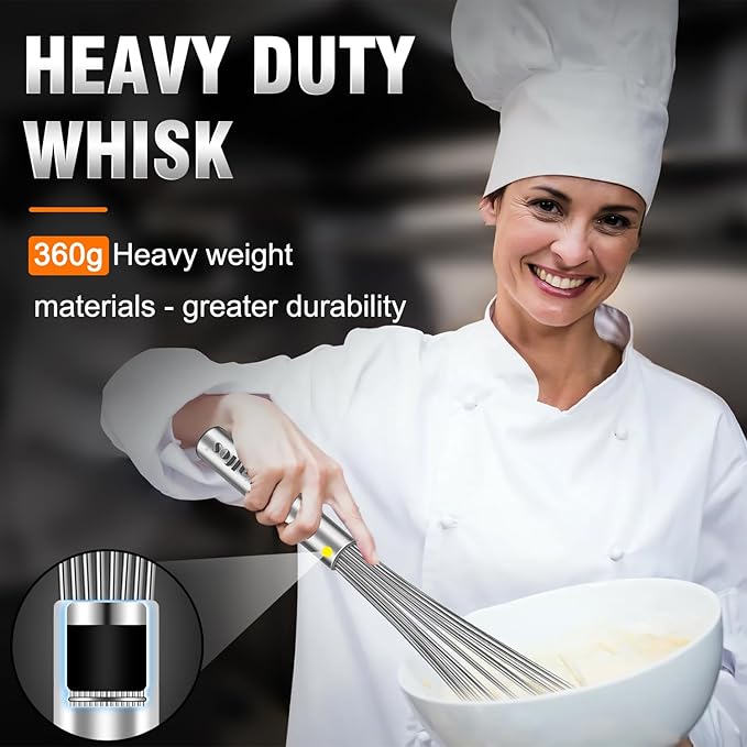 Walfos Whisk, 17in Large Whisks, Heavy Duty Stainless Steel Wire Whisk Ideal - Image 2